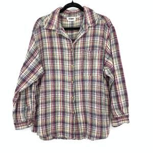 VTG 90s Gitano Button Front Long Sleeve Shirt Womens Size 24W Multicolor Plaid